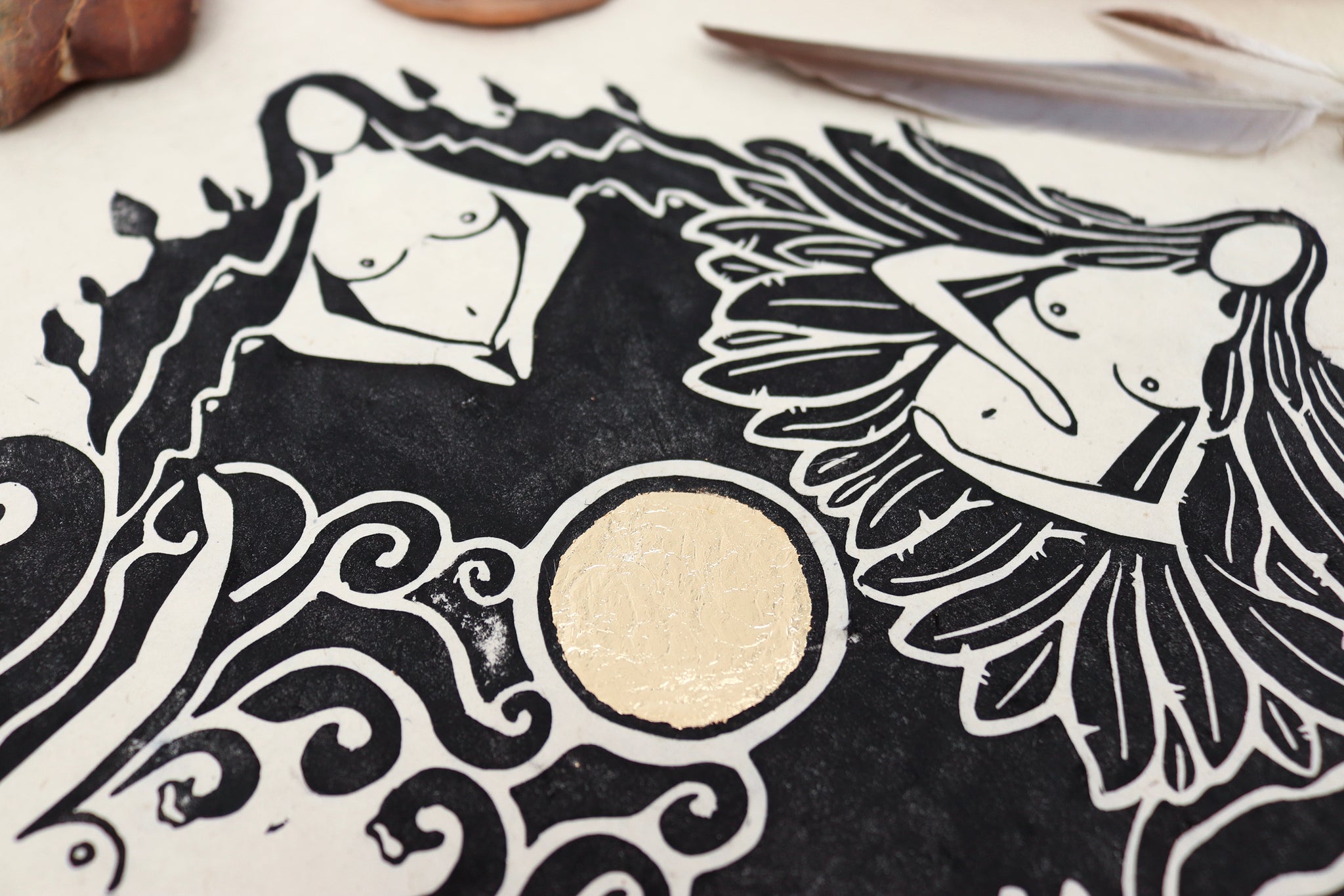 Motherland Linoldruck auf Papier - art.from.ilkas.heart