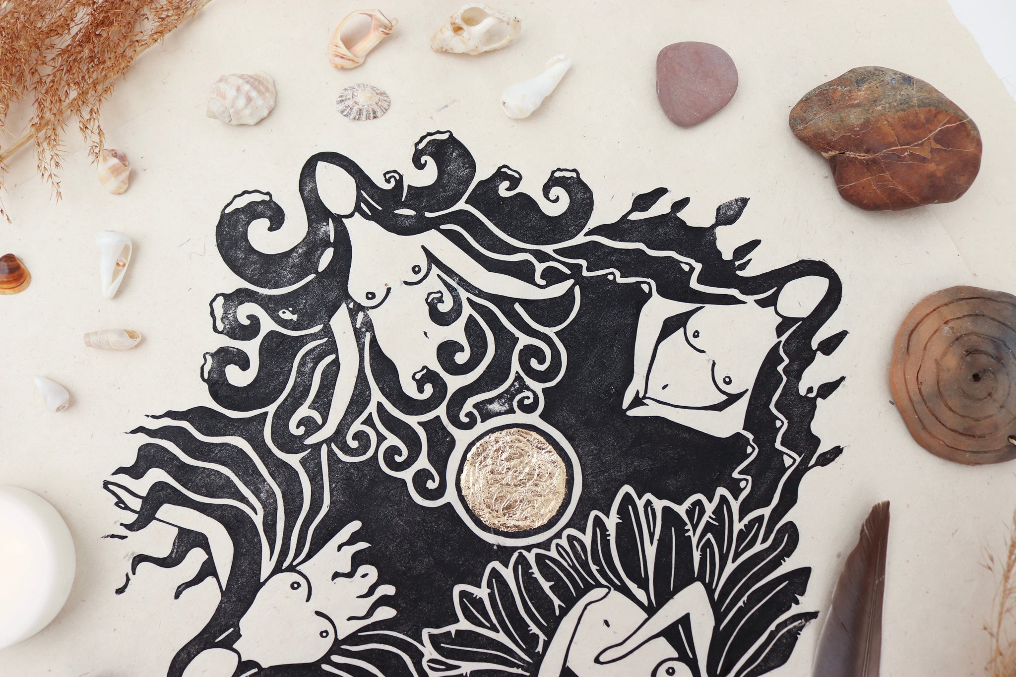 Motherland Linoldruck auf Papier - art.from.ilkas.heart