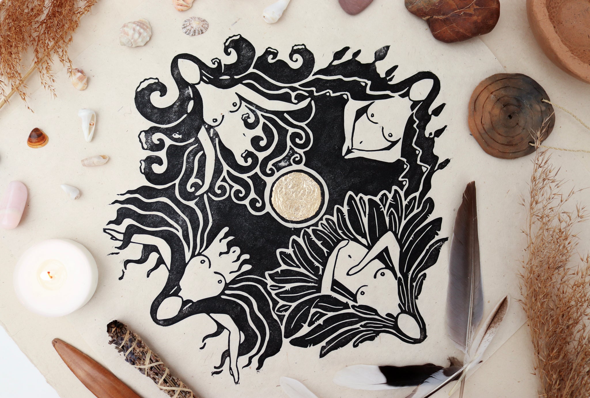 Motherland Linoldruck auf Papier - art.from.ilkas.heart