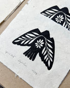 Seelenvogel Linoldruck NEUE FARBE - art.from.ilkas.heart  