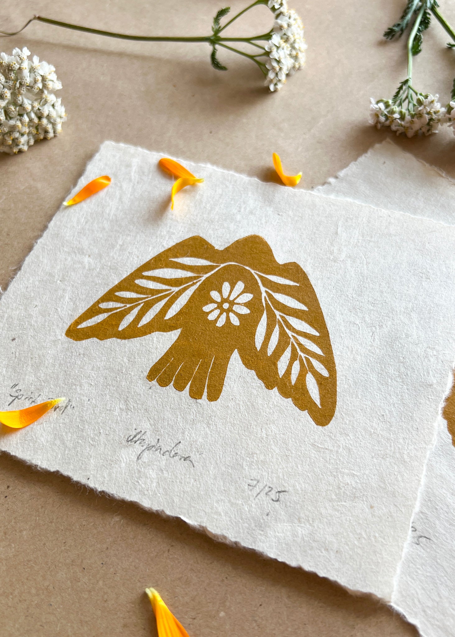 Seelenvogel Linoldruck NEUE FARBE - art.from.ilkas.heart