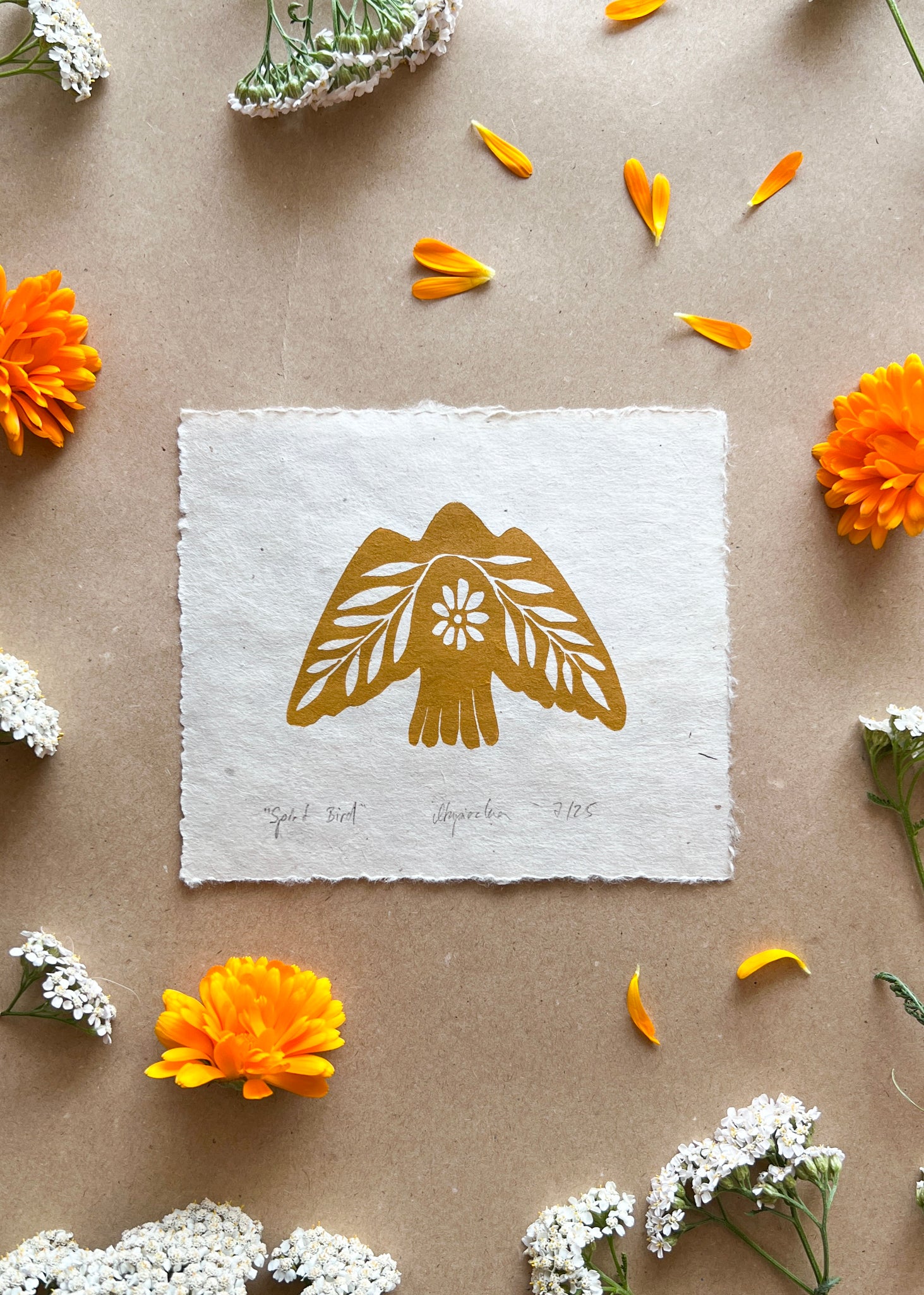 Seelenvogel Linoldruck NEUE FARBE - art.from.ilkas.heart