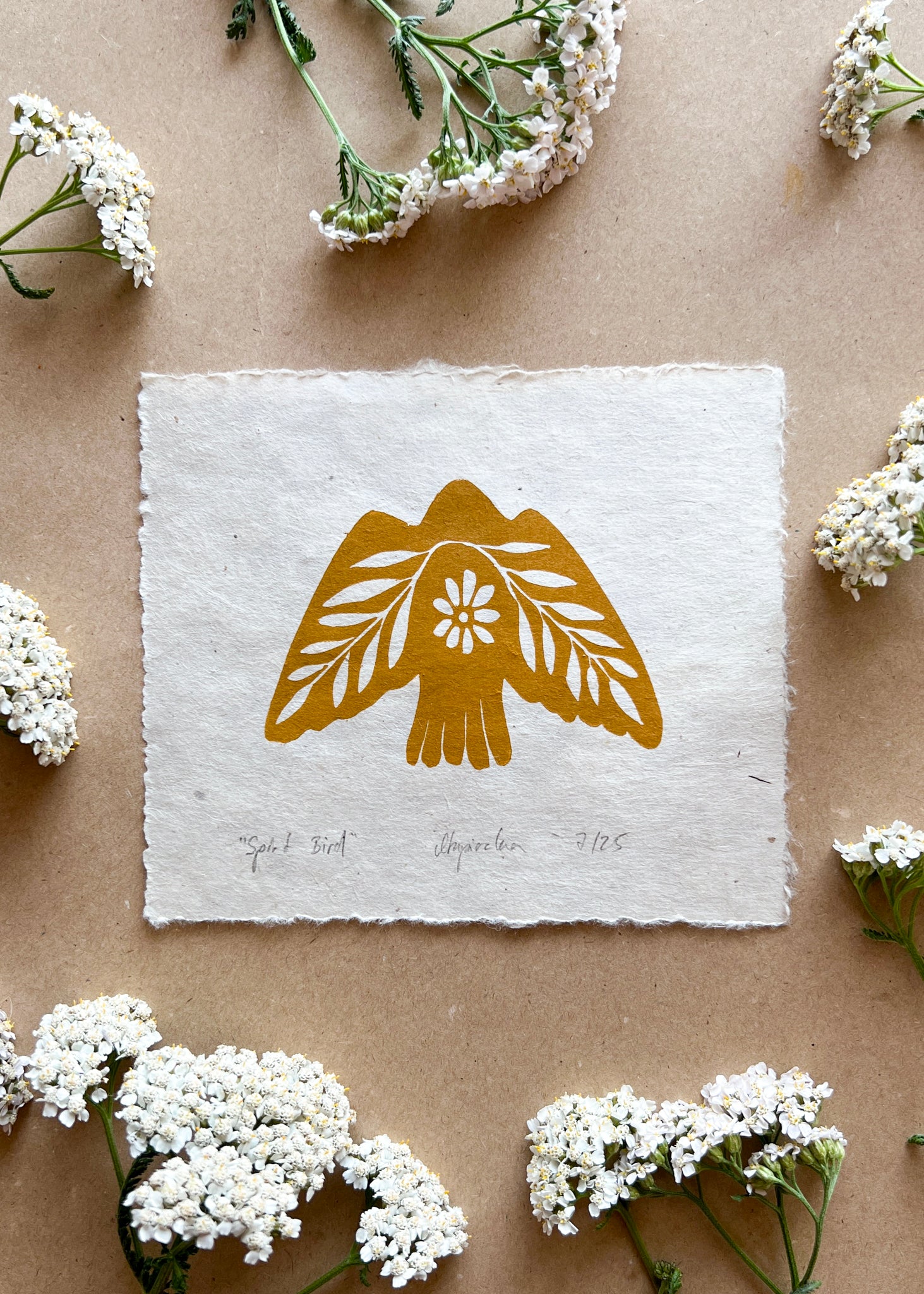 Seelenvogel Linoldruck NEUE FARBE - art.from.ilkas.heart