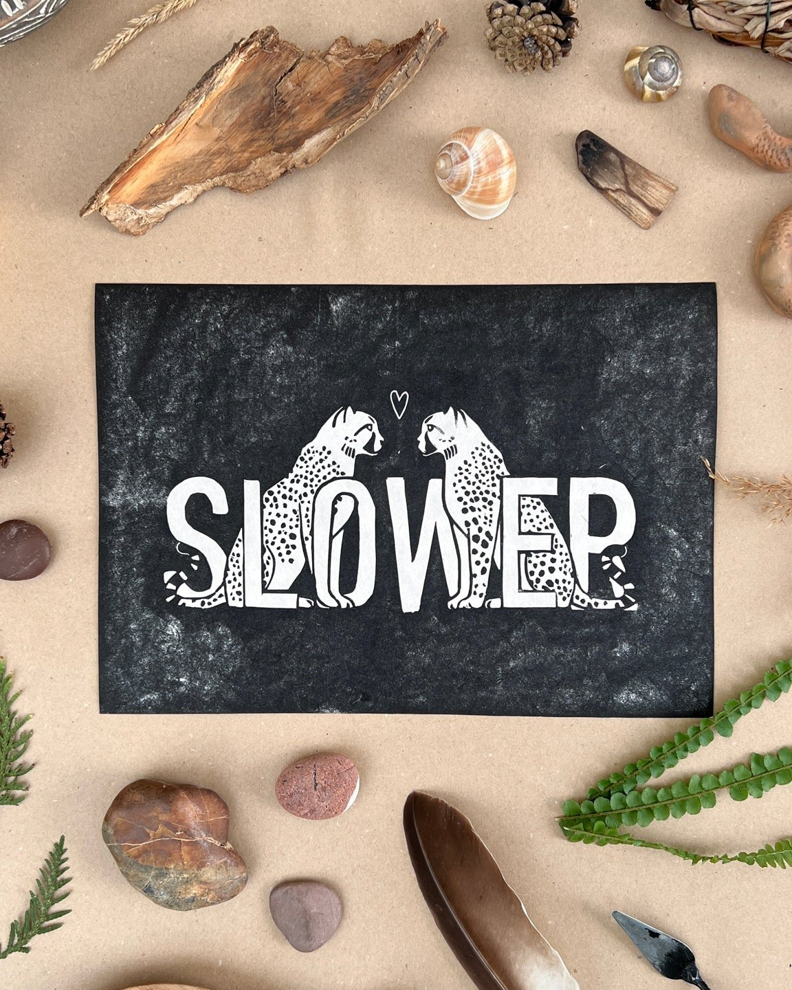 Slower Linoldruck - art.from.ilkas.heart