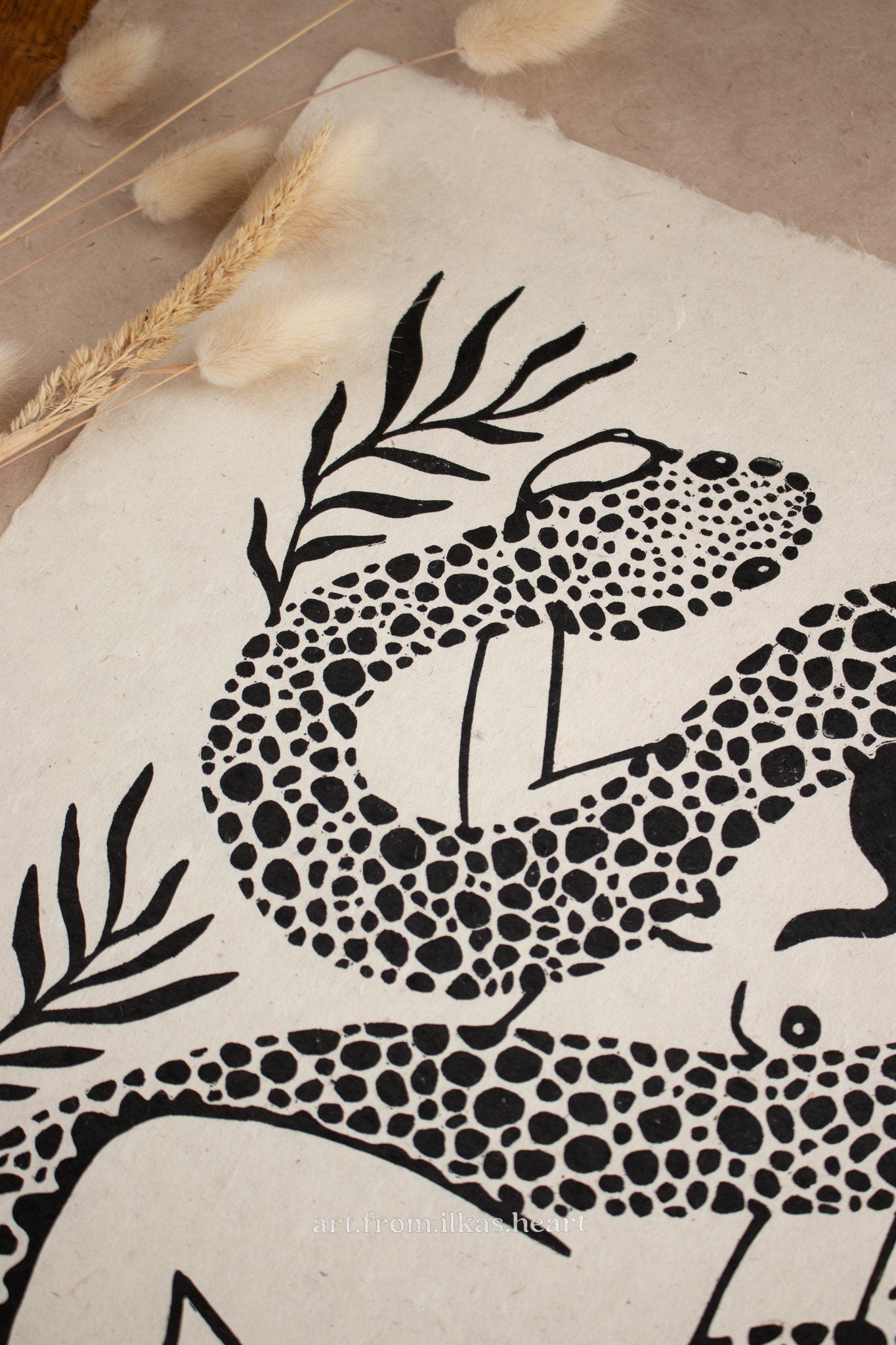 Snake Spirit Linoldruck Limitierte Auflage - art.from.ilkas.heart