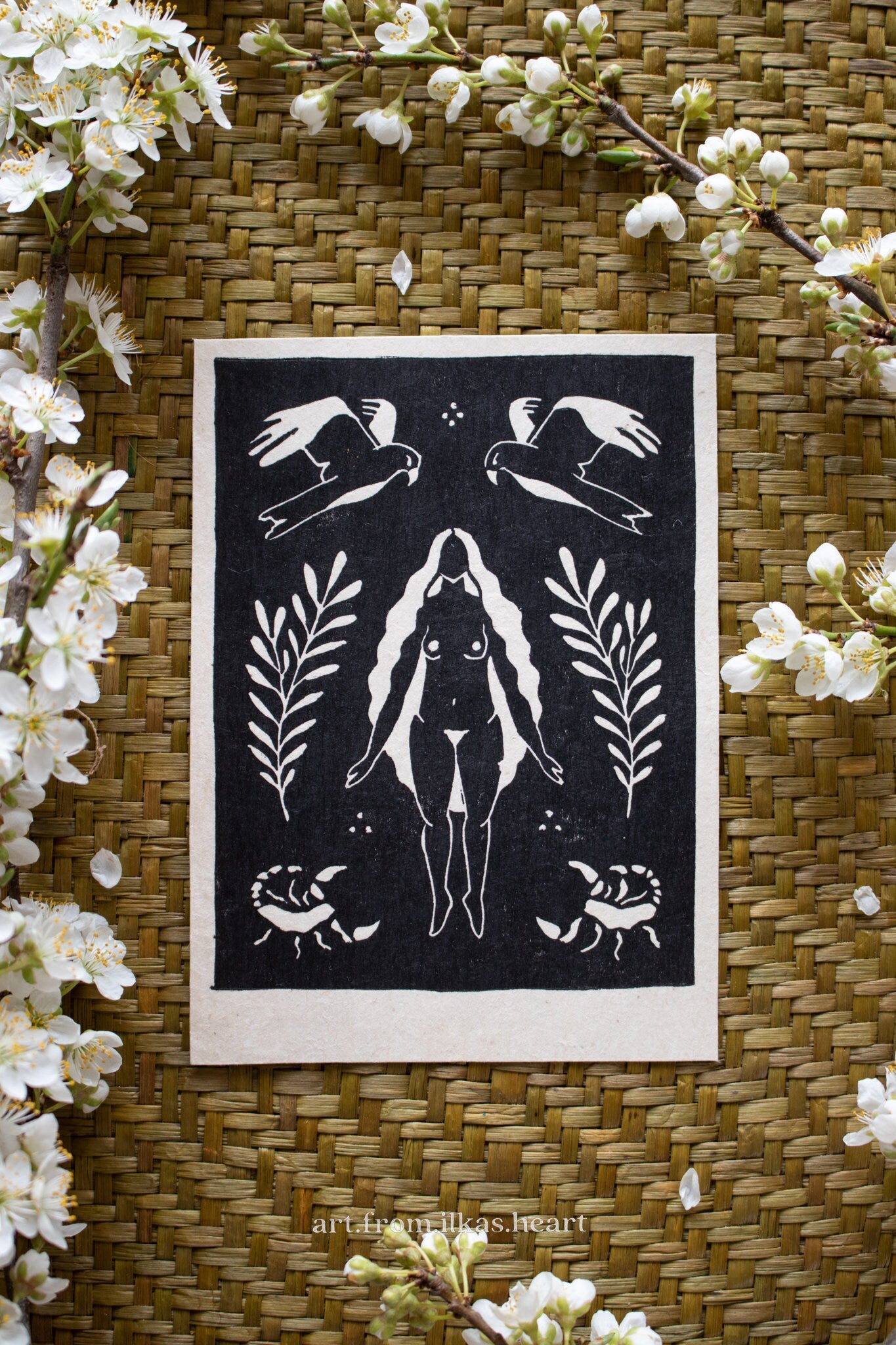 The Protectress Linoldruck - art.from.ilkas.heart