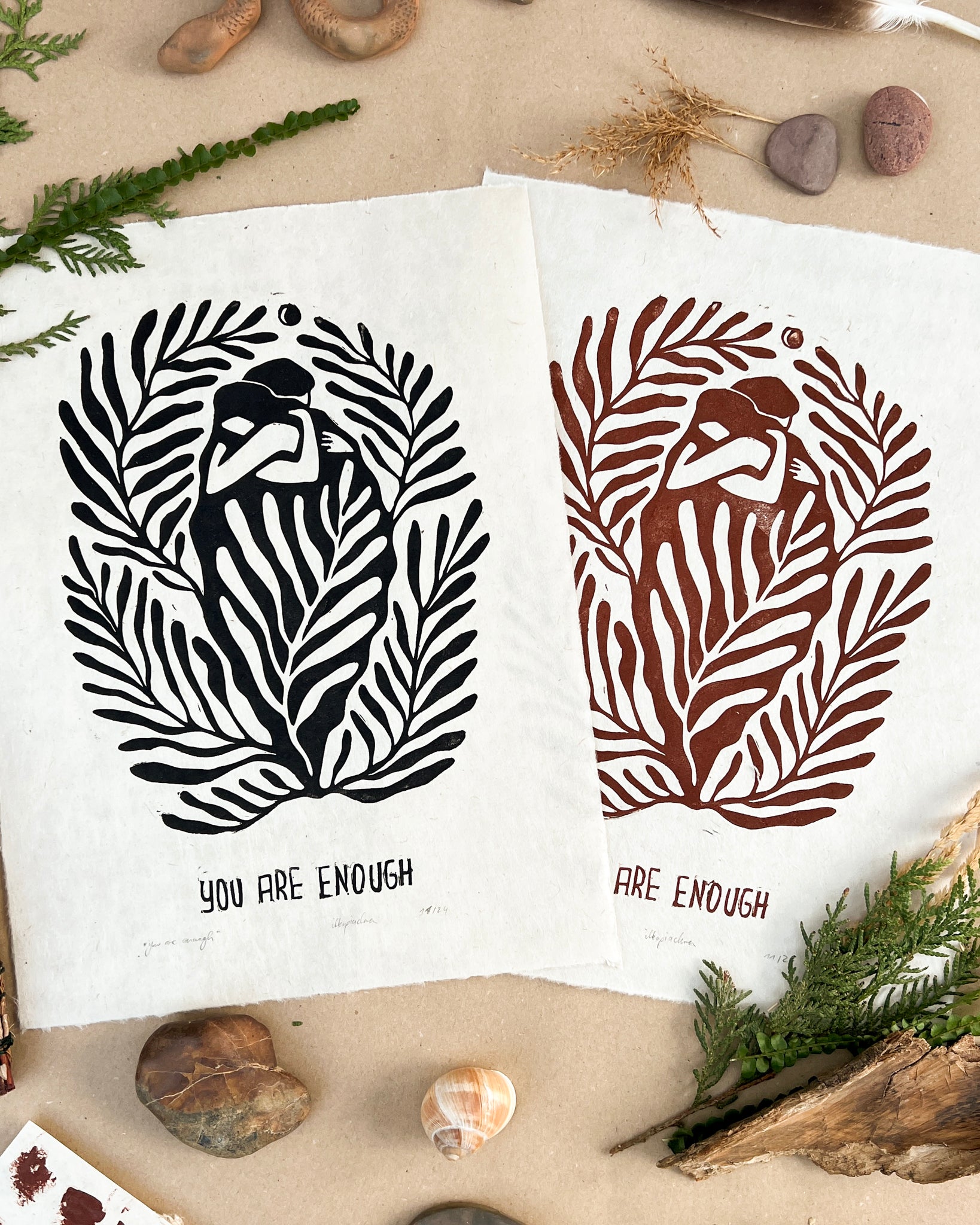 You are enough Linoldruck - art.from.ilkas.heart  