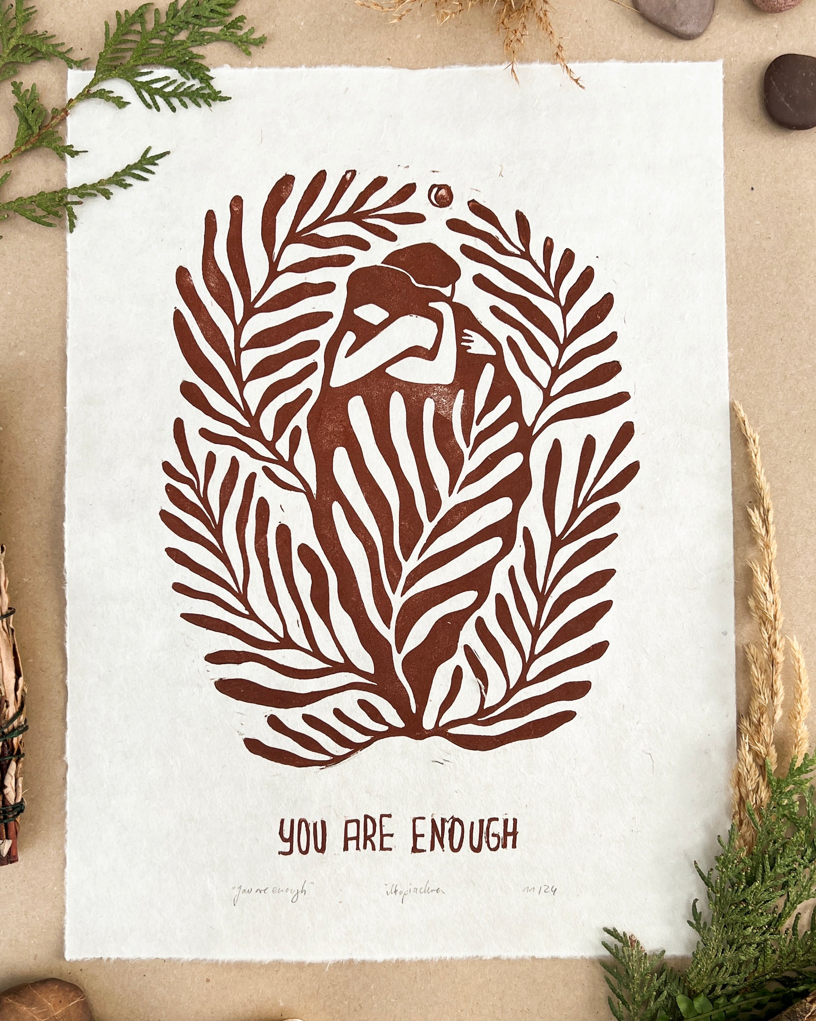 You are enough Linoldruck - art.from.ilkas.heart  