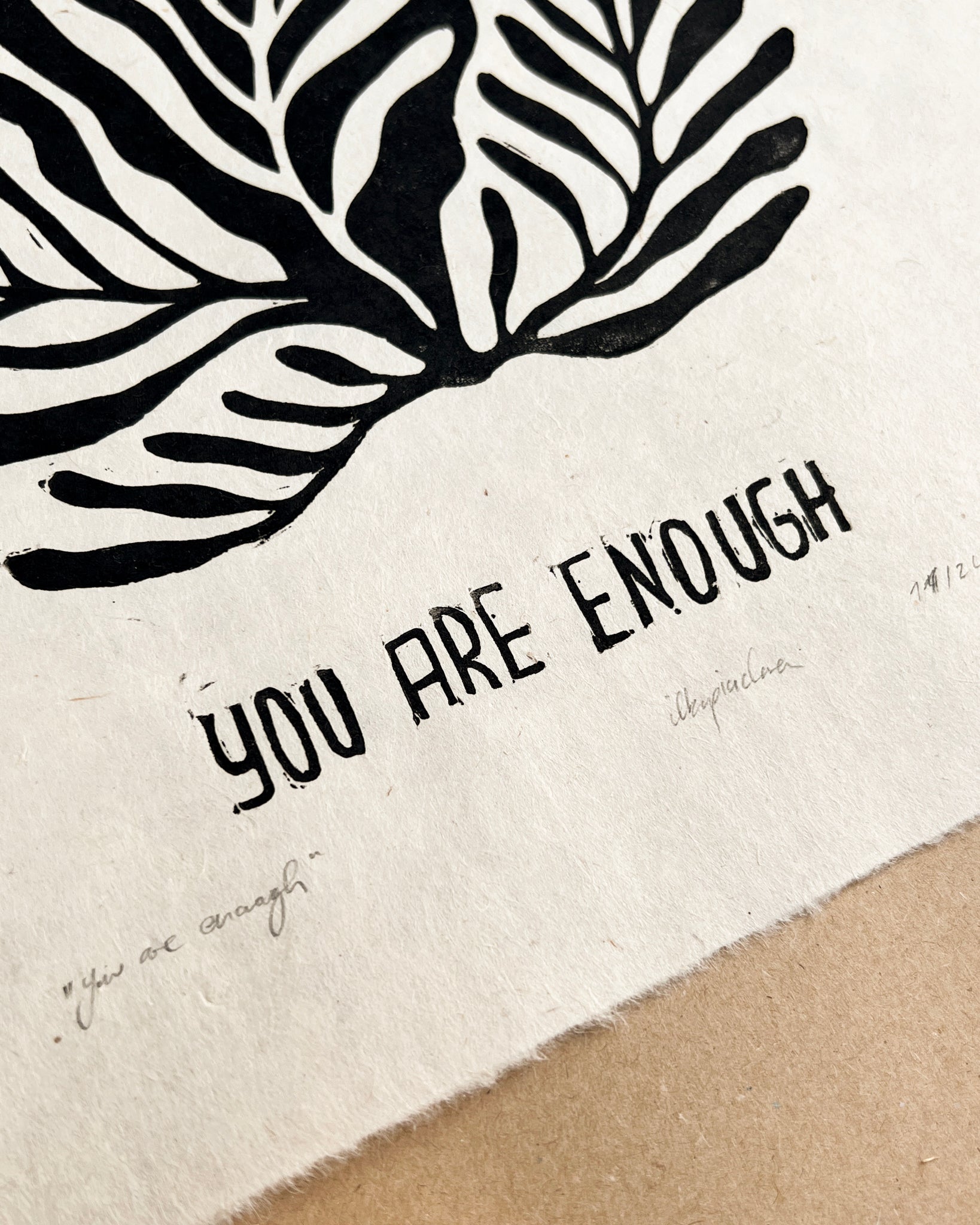 You are enough Linoldruck - art.from.ilkas.heart  