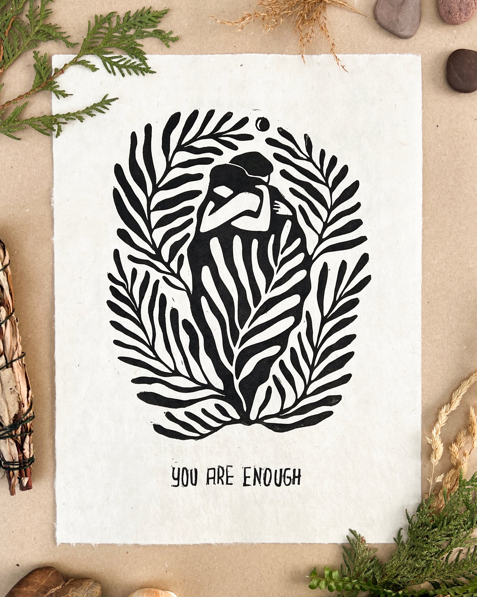 You are enough Linoldruck - art.from.ilkas.heart  
