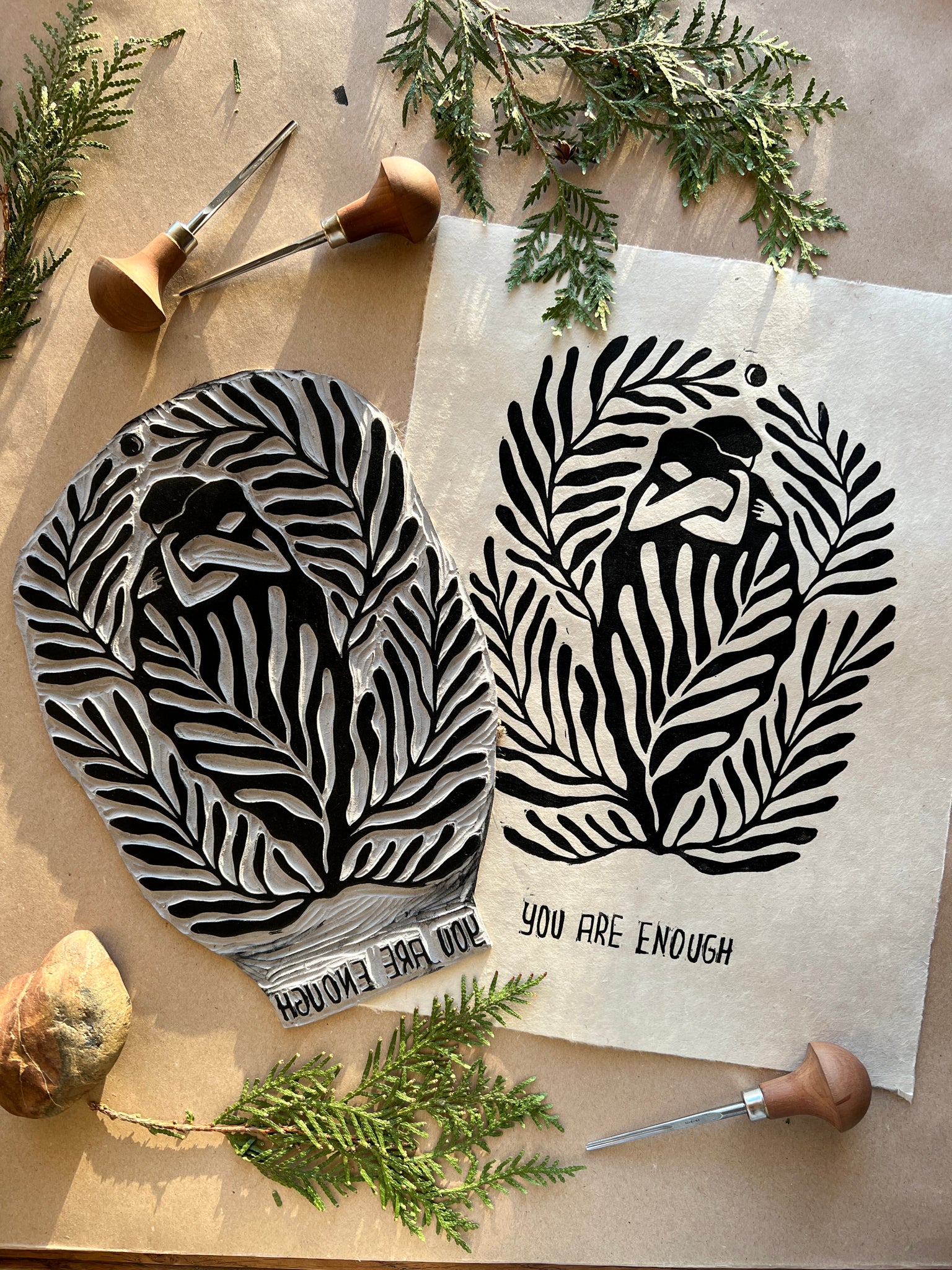 You are enough Linoldruck - art.from.ilkas.heart