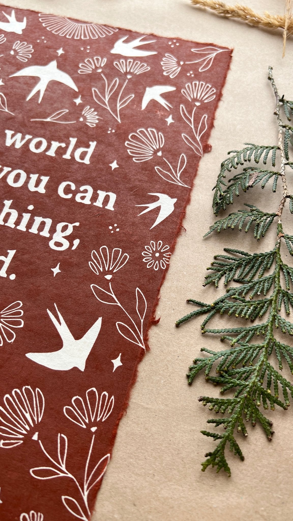 Schwalben & Ringelblumen Linoldruck - art.from.ilkas.heart