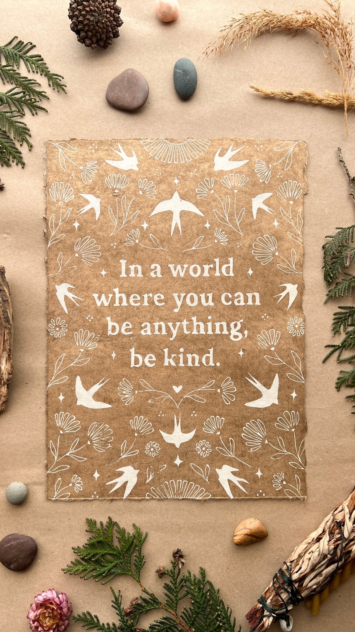 Schwalben & Ringelblumen Linoldruck - art.from.ilkas.heart