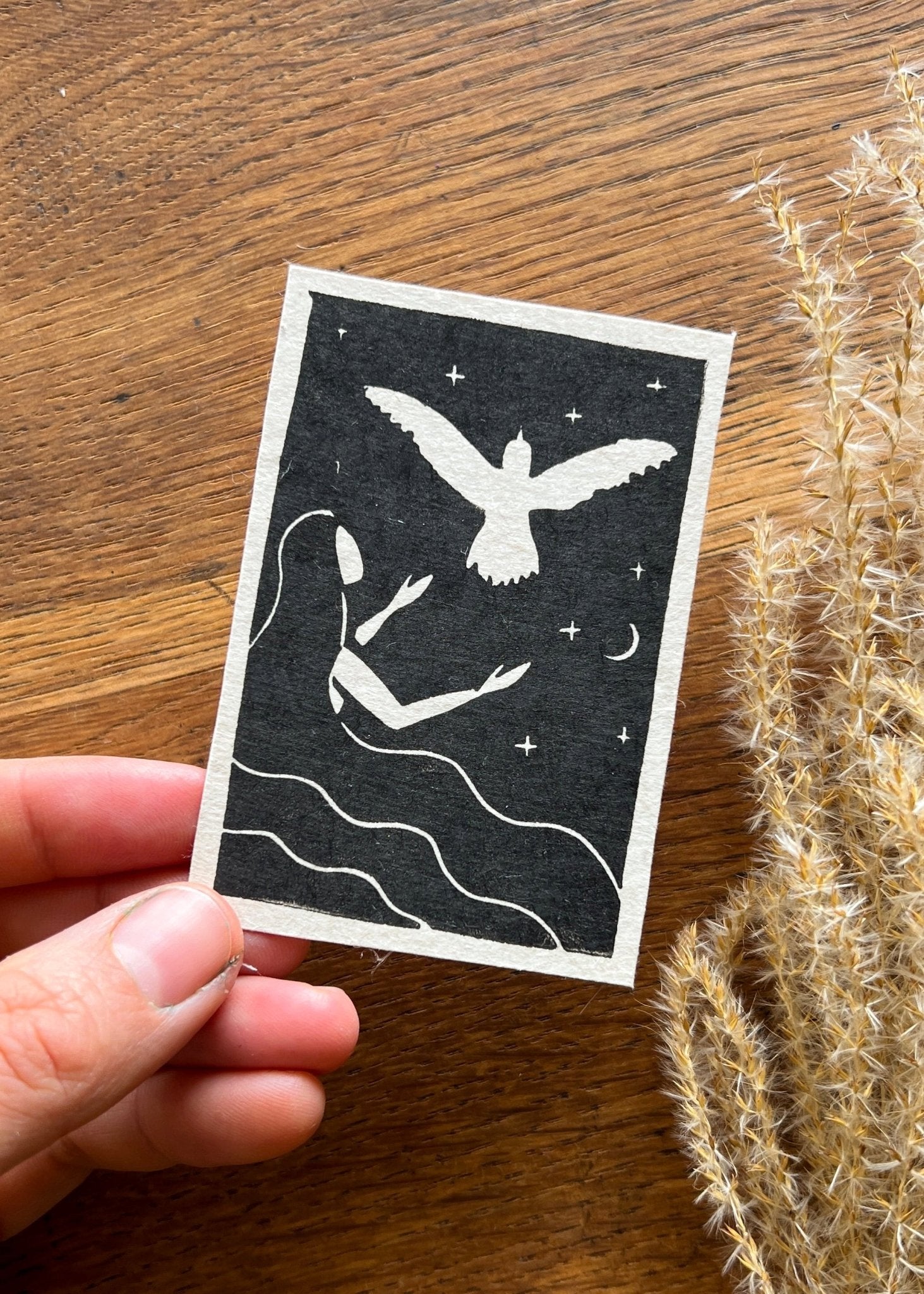 Die Friedensgöttin Mini Linoldruck - art.from.ilkas.heart