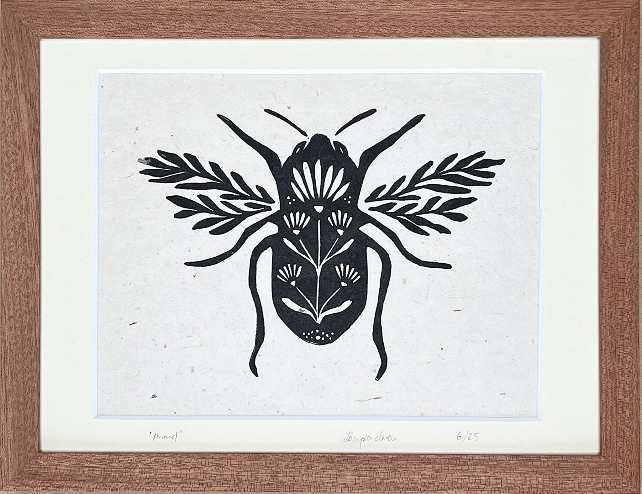 Hummel & Blumen Linoldruck - art.from.ilkas.heart